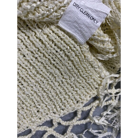 Marco G Sweater Womens Large Beige Fringe Macrame Mock Turtleneck Pullover Boho - Picture 8 of 16